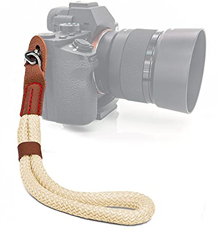 MyGadget Correa Muñeca para Cámara - Cordón Empuñadura de Mano para Cámaras - Camera Wrist Strap para Reflex | DSLR | Mirrorless | Compacta - Beige