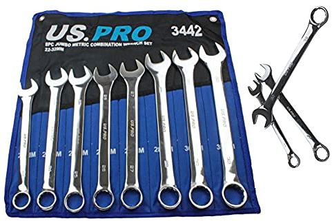 US PRO Jumbo Spanners 8pc Long Reach Combination Wrench Spanner Set 22mm - 32mm