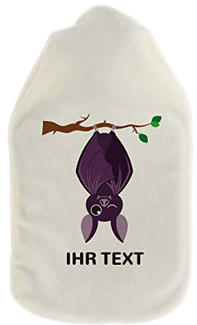 Wärmflasche Fledermaus personalisiert, Halloween-Bezug mit Namen, 800 ml | Fledermaus-Wärmflasche mit Namen – gruselig-kuschelige Wärme zu Halloween und im Winter
