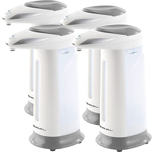 PEARL Sensorseifenspender: 4er-Set automatische Seifenspender mit Bewegungssensor, grau (berührungslose Seifenspender, Elektro, elektrisch)