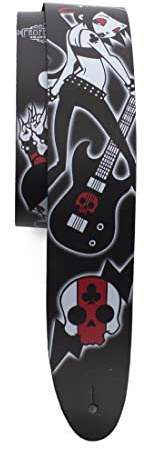 P Perri's Leathers Ltd. Perris 11056 David Bollt Leder, 6,3 cm Gitarrengurt, Rot, Weiß, Schwarz, 56