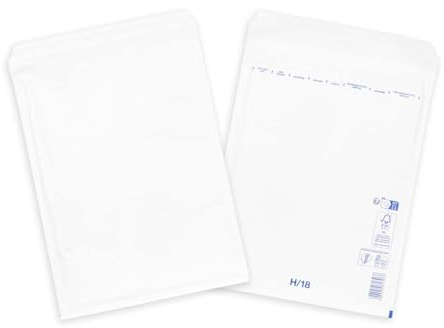 smiley pack Luftpolstertaschen Größe H8 Weiß 290 x 370 mm (50 Stück) | gepolsterte Versandtaschen mit Selbstklebeverschluss, passend für B4