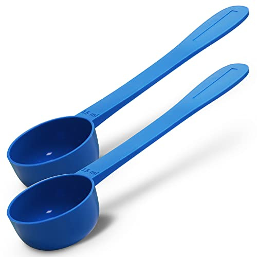 2pc Kit, RE-GEN 15ml Reusable Long Handle Plastic Measuring Spoon Scoops Dosing Spoons | Ideal for Liquids, Powders, Granules, Home, Kitchen, Catering, Healthcare, Fitness