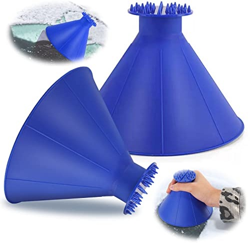 behone Auto Eiskratzer Rund,2 Stück Auto Eiskratzer,Auto Eiskratzer mit Trichter Rund,Auto-Eiskratzer mit Trichter 360 Grad Autoscheiben Eisschaber für Auto Windschutzscheibe Fensterscheiben