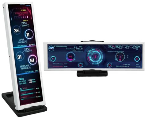 Dpofirs 8,8 Zoll IPS Display, 1920x480 HDMIs -Bildschirm, GPU CPU Daten Computer Temp mit DIY Thema, PC Sensor Panel Display Unterstützung für, Linux,