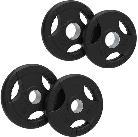 Body Revolution Olympische Hantelscheiben, Tri-Grip-Langhantelsets, Powerlifting und Bodybuilding-Gewichte, Heim-Fitnessgerät für Krafttraining und Workouts von Body Revolution (Set 25 kg (2,5 kg + 10