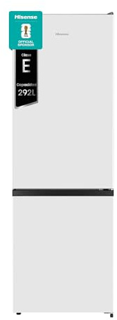 Hisense RB372N4AWE - Frigorífico Combi, Eficiente Clase E, Capacidad 292 L con 180 cm Alto, Cajón Verduras, 4 Estrellas Congelador, Puerta Reversible, Silencioso 39dB, Color Blanco