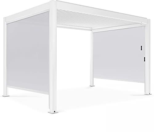 Oviala - Pergola bioclimática (3 x 4 m, 2 persianas, 2,66 x 2,34 m), color blanco