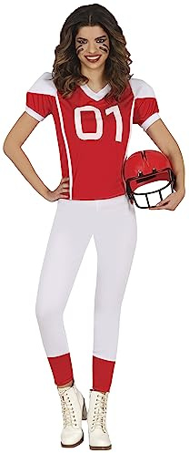 FIESTAS GUIRCA Déguisement Rugby pour Femme - Uniforme Rouge Quarterback Football Américain - Costume pour Femme