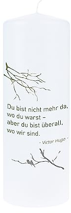 Dolorino Trauerkerze mit Spruch Du bist nicht mehr da | liebevolles Symbol des Trostes | made in Germany | 120 Std. Brenndauer | 8x20cm