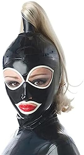 Cappuccio In Lattice Nero Con Rifiniture Bianche Con Coda Di Cavallo Bionda Cerniera Posteriore Maschera In Gomma Con Parrucca Dorata Costume Da Festa Per Cosplay,X-Piccolo
