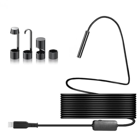 POFET Endoskopkamera mit Licht, 1080P WiFi Endoskop-Kamera Handy mit Licht Wasserdichtes Ip67 Inspektionskamera, kompatibel mit iOS-System mit 5 Meter halbstarrem Kabel