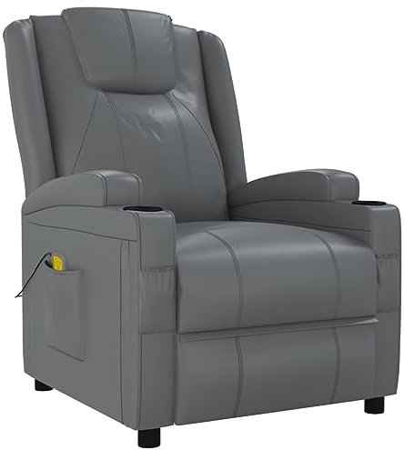 vidaXL Massagesessel, Sessel Verstellbare Rückenlehne Fußteil, Fernsehsessel Relaxsessel mit Liegefunktion, Liegesessel Polstersessel Ruhesessel, Anthrazit Kunstleder