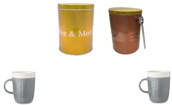 Premium Kaffeedose luftdicht 500g für anhaltendes Kaffeearoma Robuste Kaffeedose für gemahlenen Kaffee & Bohnen mit zeitsparendem Deckel + 2 Kaffeebacher 300ml