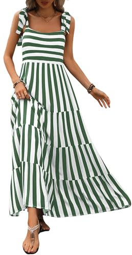 Prettygarden, Maxikleid für Damen – ärmellos, sommerlich, mit Spaghettiträgern, Stufen und floralem Muster – locker fallend, lang und ideal für den Strand