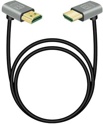 RIIEYOCA 8K 270 Degree HDTV Cable, Up Angle HDTVS Male to Down Angle Male Cable, 48Gbps Supports 8K@60Hz, ARC,3D for DVR,Roku Ultra（1M）