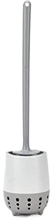 Scopino WC Scovolino Bagno WC Porta scopino e Porta scopino da Terra e da Parete, con Fessure di Ventilazione, Base, Set di scopini per WC, Manico Lungo Spazzolone WC Accessori Bagno(Grey)
