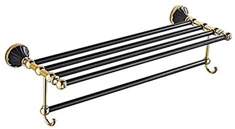 Handtuchhalter Handtuchregal Schwarz & Gold Badezimmer Handtuchhalter Kleiderhaken Handtuchhalter Regale Badezimmer-Accessoires Handtuch Halter Badezimmer(Size:C)