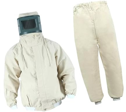 Ronyme Traje de chorro de arena, ropa para pulir, cortar, pintar y pulir, beige
