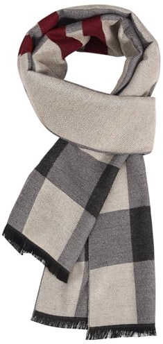 Niwicee Bufanda Hombre Cálida Elegante Fular Escocesa Otoño e Invierno, Cuadros de Estilo Clásico Largo Del Mantón Cuello Casual de Negocios Foulard 180x30cm