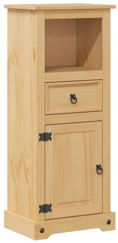 vidaXL Badschrank, Badezimmerschrank mit Stauraum Metallgriffen, Standschrank für Badezimmer, Beistellschrank Badmöbel, Massivholz Kiefer