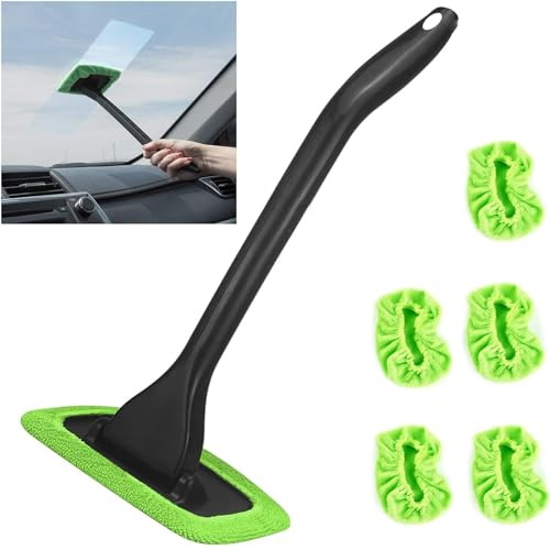 Hebterrka Lot de 5 outils de nettoyage pour pare-brise, brosse de nettoyage pour vitres de voiture, chiffons de nettoyage réutilisables pour l'intérieur de la voiture, brosses de lavage de voiture