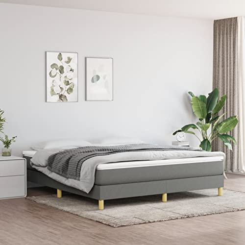 Keyroto Boxspringbett mit Matratze Dunkelgrau 180x200 cm Stoff, Boxspringbett Matratz, Boxspringbett Mit Matratz, Bockspringbett, Schlafzimmerbett, Boxspringbetten