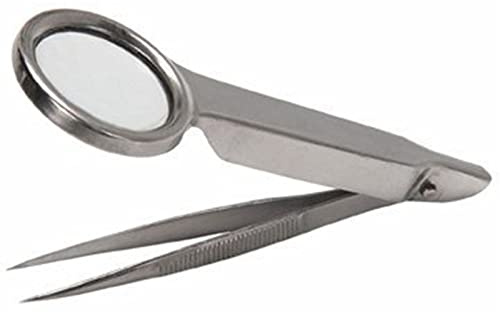 BOGEEL Lupenpinzette, Handlupe mit Pinzette, Ersatzwerkzeug, Pinzette mit Lupe für Schmuck, 1 Paar