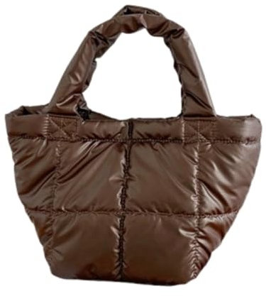 Mabecol Handtasche Puffy Bag Damen Kleine Puffer Beuteltasche Winter Gesteppte Umhängetasche Leicht Puffer Tote Bag (Braun)