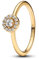 PANDORA Timeless Runder Pavé-Strahlenkranz Ring aus Sterling Silber mit vergoldeter Metalllegierung und Zirkonia, Größe: 56, 163554C01-56