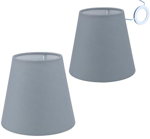 Sinta 2 Pack Lampenschirme Stoff Moderne Ersatz Lichtschirm E14/E27 Ersatzschirm Klein hängelampe für Kerze Kristall Kronleuchter Candle Light Wand Licht Tischleuchte,Grau