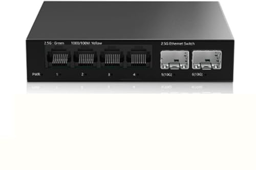 Quystetes Conmutador de 2,5 GB, 4 Puertos, 2,5 G, Conmutador de Red No Administrado con 2 Puertos, Ranura SFP+ de 10 GbE, Configuración del Hogar, Conmutador Ethernet, Enchufe UE