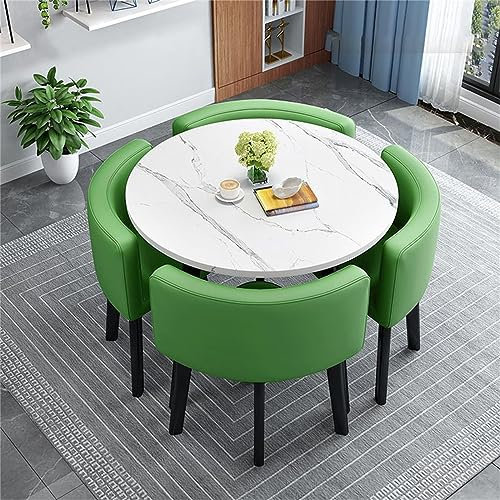 ffice Konferenztisch-Set mit 4 Stühlen, kleiner Konferenzraumtisch für Büro, Empfang und Küche, Esszimmer, einfaches Design für Meetings und Verhandlungen, 80 cm runder Tisch