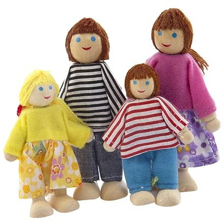 ERINGOGO Teiliges Holzpuppenfamilien Set Kinderfigur Puppenfamilie Für Mini Ideales Für Holzspielzeug Kreative Rollenspiele