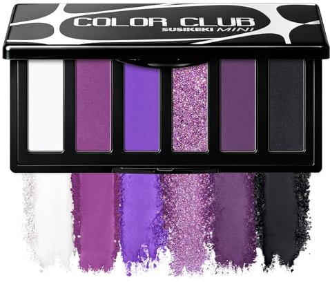 SUSIKEKI Purple Eyeshadow Palette with Mirror Lilac Violet Plum Tones Matte Shimmer Glitter 6 Colors Mini Eye Shadow Pallet Travel Size Highly Pigmented for Fairy Witch Goth Halloween Costume Makeup