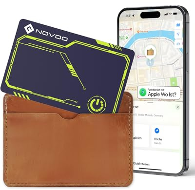 Platskort plånbok kompatibel med Apple Find My - NOVOO SmartCard Bluetooth, batteritid 6 år, vattentät IP68, ultratunn (1,6 mm), (endast iOS) - VL