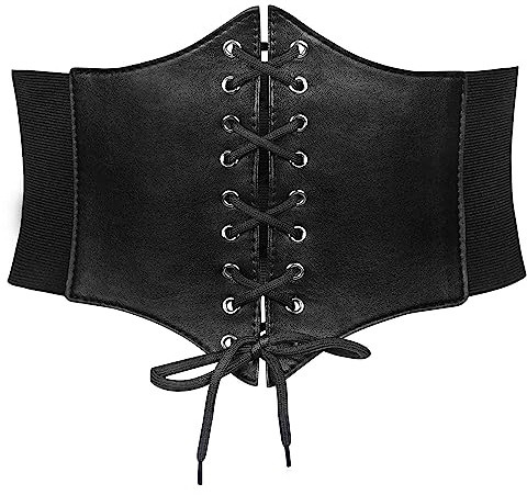 JasGood Corsetto da donna con lacci, fascia elastica larga, cintura in vita, cintura in vita per donne per Halloween, feste e altri eventi, ideale, A-nero., 83 cm (Passend für Taillengröße 90cm-96cm)