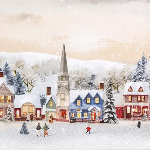Home Fashion 20 Servietten Winter Winter Wunderland als Tischdeko. Papierservietten weihnachtlich mit Motiv. Auch für Decoupage und Serviettentechnik 33x33cm