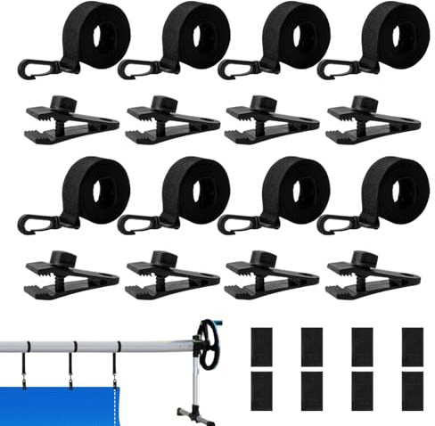 Xiixuuj Pool Solar Cover Reel Attachment Kit, Solar Pool Cover Reel Attachment, Easy Installation Blanket Straps Fastener Swimming Accessories for Hotel Home Patio