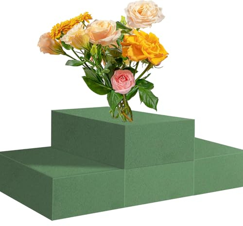 GOCUODE 4Pz Schiuma Floreale 14x8x4cm, Taglio Personalizzabile, Assorbimento Rapido per Centrotavola Matrimonio, Decorazioni Casa e Fai da Te, Ideale Fiori Freschi e Artificiali (4 Blocchi)
