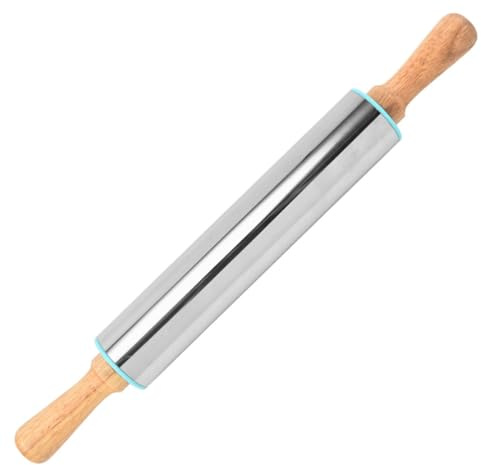 Wmzjnljy 1pc 44cm Stainless Steel Rolling Pin Non-Stick Pastry Dough Roller for Fondant for Baking Cookie Chapati Pastry Pizza Pie Crust(Z138-1)
