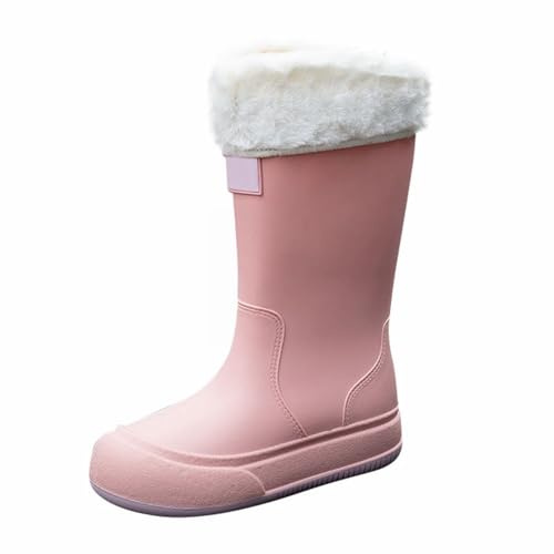 LOIJMK Botas de goma para mujer, forradas, botas de lluvia, impermeables, botines de trabajo, botas de Wellington, botas de lluvia, botas de agua, botas de agua, botas de jardín, Rosa., 36 EU