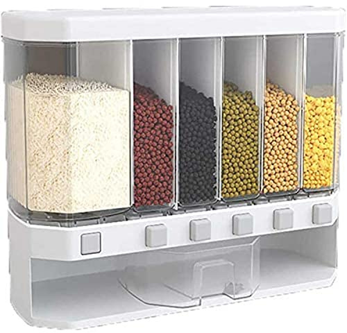 Rice Dispenser Wall-Mounted Dry Food Bucket Grain Storage Container Cereal Dispenser for Home Kitchen Corn Coffee Beans Snack Dog Food and Oats 10KG