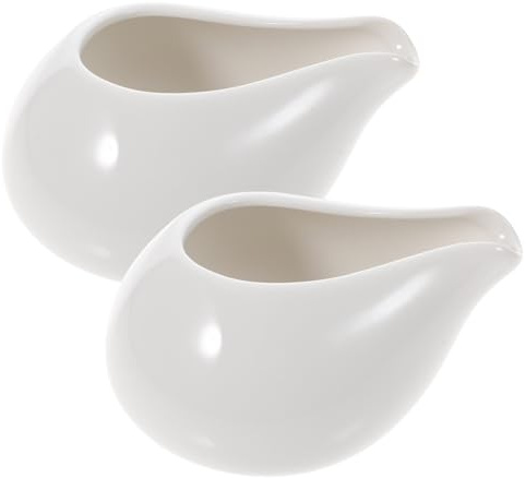ULTECHNOVO 2 pièces Saucières Céramique Blanche Sans Poignée Lot de Bateaux à Sauce Style Occidental pour Service de Condiments et Gravies