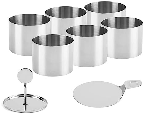 Asyduey 6Pcs Stampo da Forno Anelli da Dessert Set di Anelli Piccoli Anelli per Mousse in Acciaio Inossidabile