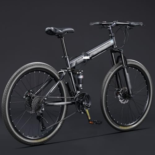 Bicicleta De Montaña Plegable De 24 Y 26 Pulgadas, 21 Velocidades, Frenos De Disco Dobles, Ruedas De Radios Y Suspensión Doble para Hombres Y Mujeres Adultos A,26inch