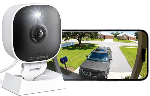 VSMAHOME 2K-kameror för hemsäkerhet, inomhus utomhus med mörkerseende, 2-vägsljud, 24/7 inspelning för hussäkerhet, baby/äldre/husdjursövervakning, stöd 128 minneskort (ingår ej), 2-pack