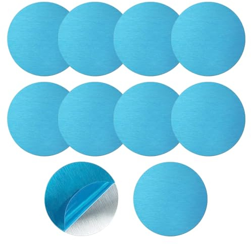 10 Pezzi Piastra Metallo Adesiva, Piastre Metalliche Autoadesive, Placche Metalliche Adesive per Supporto Magnetico Cellulare e Tablet, Argento Luci LED Magnetiche e Luci Sottobanco(Rotondi)