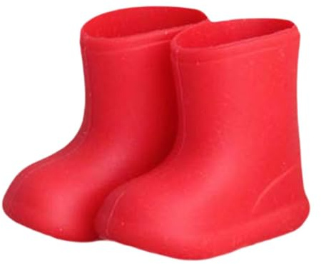 JunZheHub Mini Regenstiefel, Puppenhaus Accessoires für 1/12 BJD Puppen, Dekoratives Modell, Wasserdicht, Realistische Puppenschuhe, Regenstiefel für Zuhause, Rot