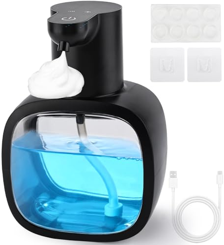 IGUGI Distributeur de Savon Automatique,Distributeur Savon Automatique Mural,Montage Mural électrique,USB Rechargeable,étanche Ipx5,Niveaux Réglables,Distributeur Mousse pour Salle de Bain,Cuisine